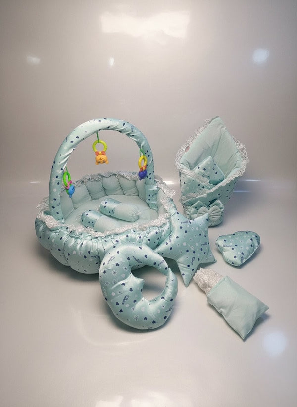 Celestial Sea Green Baby Bed ( 11 Pieces )